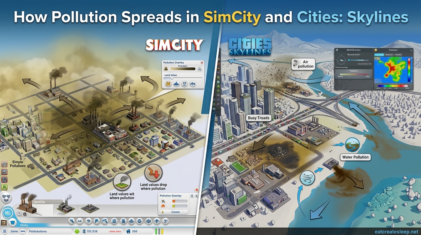 How Pollution Spreads in SimCity and Cities Skylines
