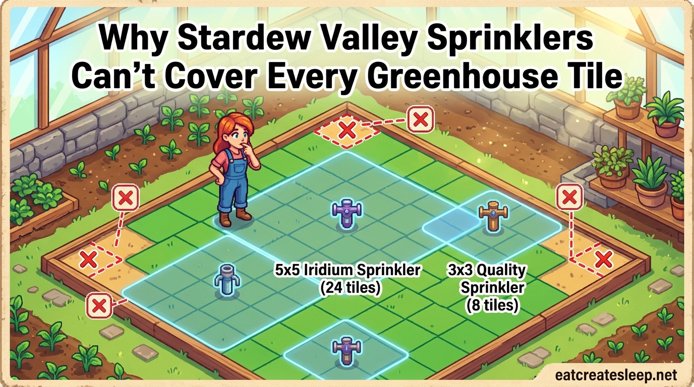 Why Stardew Valley Sprinklers Can't Cover Every Greenhouse Tile