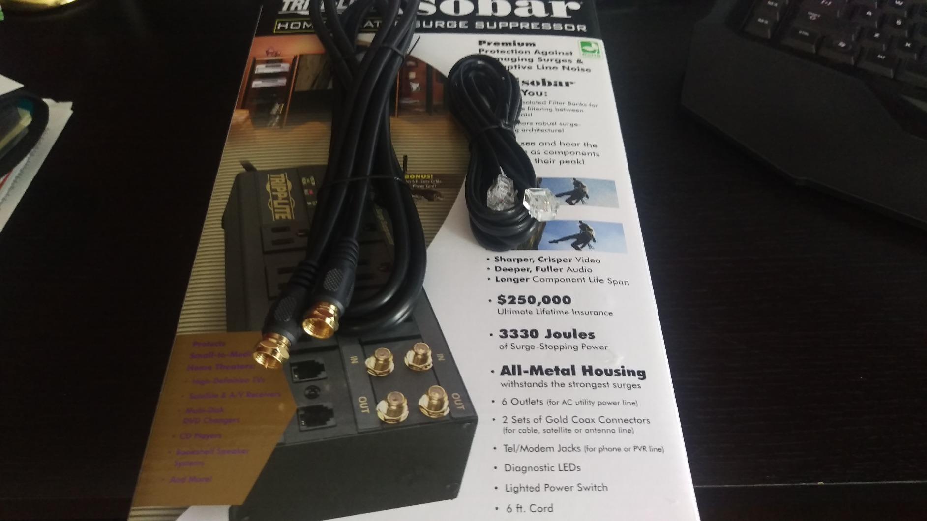 Tripp Lite Isobar 10 Outlet Audio/Video Surge Protector HT10DBS with Tel/Modem/Coax/Network Protection customer photo 2