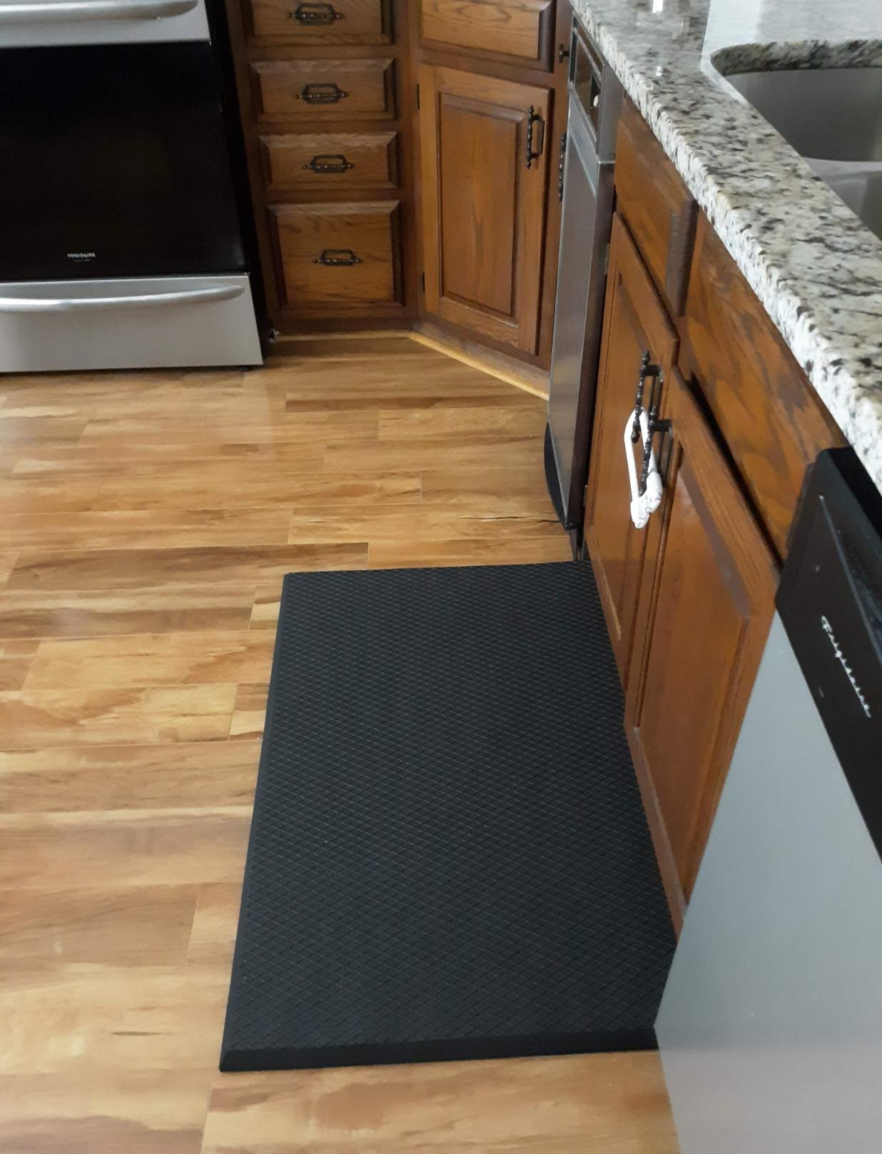 iPrimio Anti Fatigue Standing Desk Mat, 1 Inch Thick, 36 x 24, Black | One inch thick ergonomic cushion eases leg, foot and back strain while you stand. Non slip base, phthalate free customer photo 1