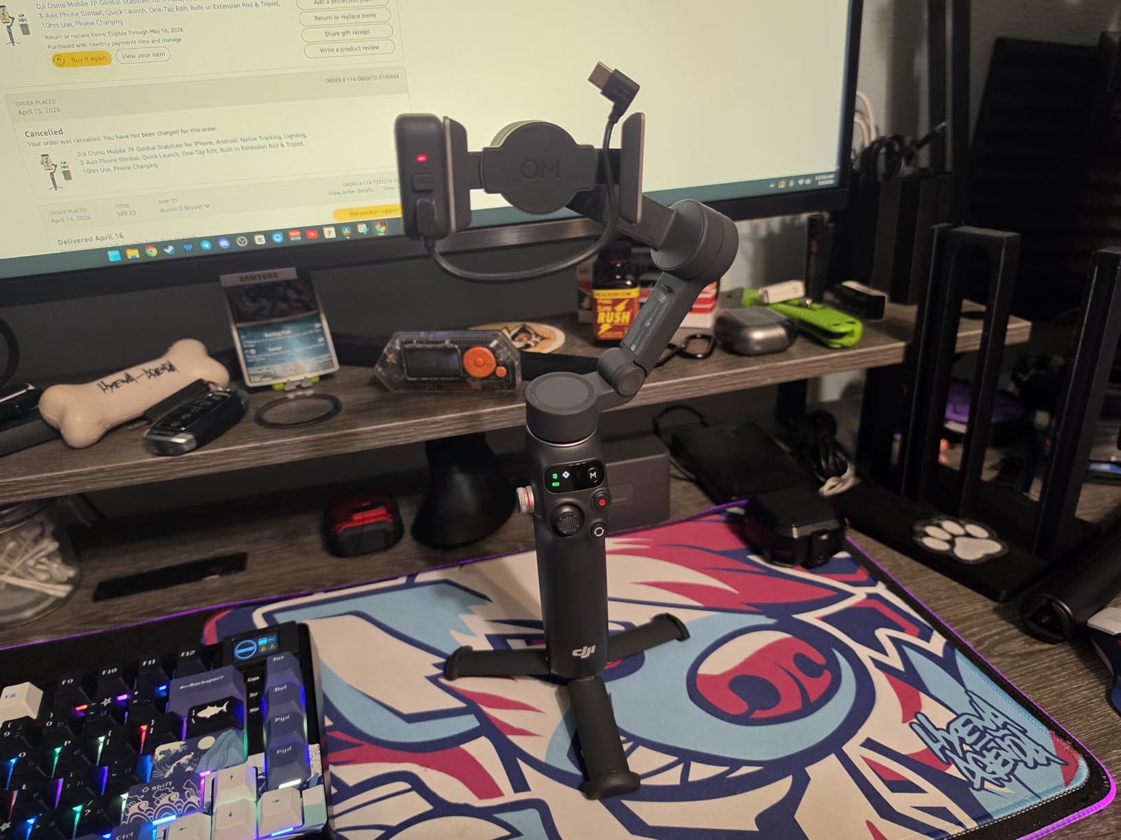 DJI Osmo Mobile 7P Gimbal Stabilizer for iPhone, Android, Native Tracking, Lighting, 3-Axis Phone Gimbal, Quick Launch, One-Tap Edit, Built-in Extension Rod & Tripod, 10hrs Use, Phone Charging customer photo 1