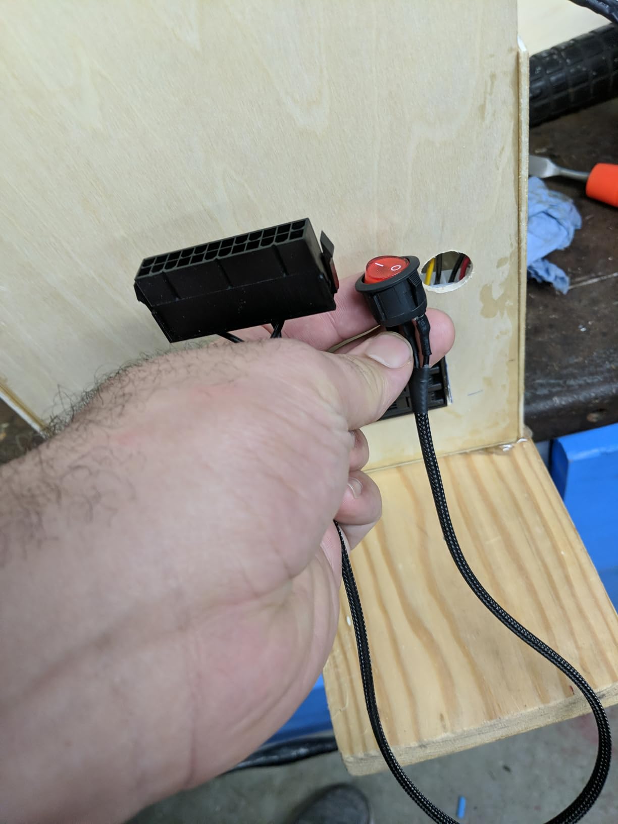 ATX Power Jumper Cable, 24 Pin ATX Red LED Power On/Off Switch Bridge Adapter Braided 21.5-inch(55cm) customer photo 2