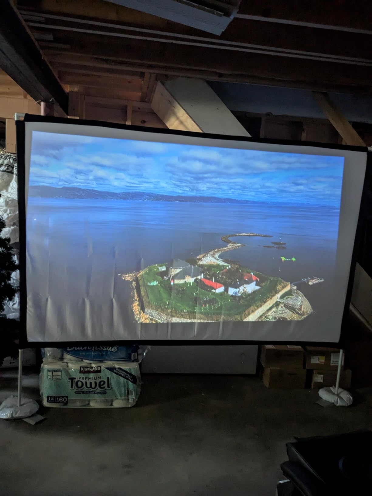 Outdoor Projector Screen with Stand 100 Inch: Portable Projection Screen for Outside Theater Home Backyard Movies customer photo 2