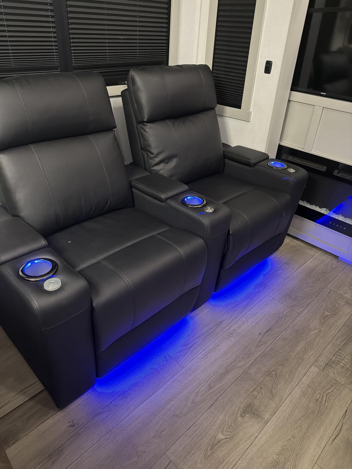 Valencia Piacenza 2025 Power Headrest Home Theater Seat - Premium Italian Leather Recliner with Cooling Gel Memory Foam, Motorized Headrest, USB Charging & LED Lights (Row of 2) customer photo 1