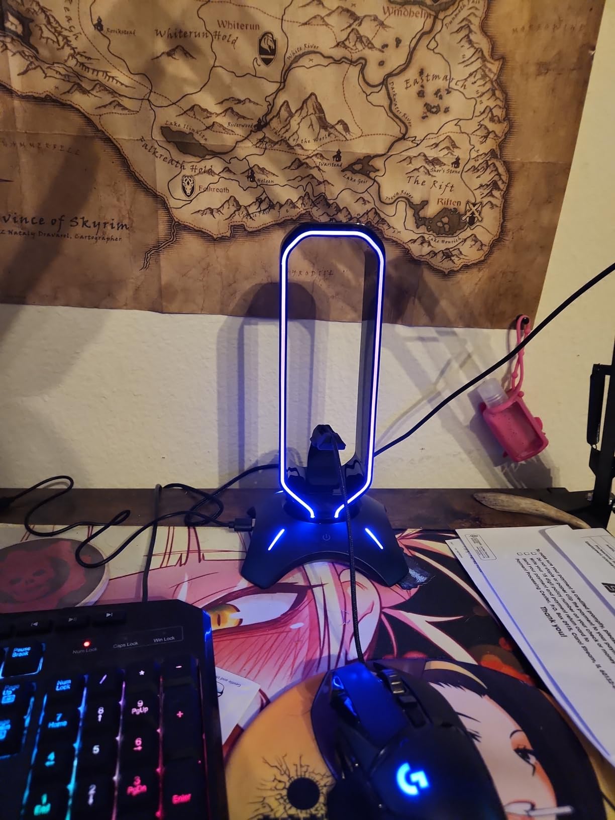 ENHANCE PC Gaming Headset Stand with Mouse Bungee - RGB Headphone Holder, 2 USB Ports, 7 LED Color Modes, Compatible with Desktops, Keyboards, Headphones customer photo 1