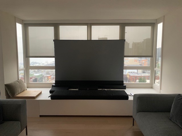 VIVIDSTORM Motorized Tension Floor Rising UST Projector Screen, 4K/8K HDR Ready, Tensioned Surface, No Wall Mounting Required, VSDSTUST92H customer photo 1