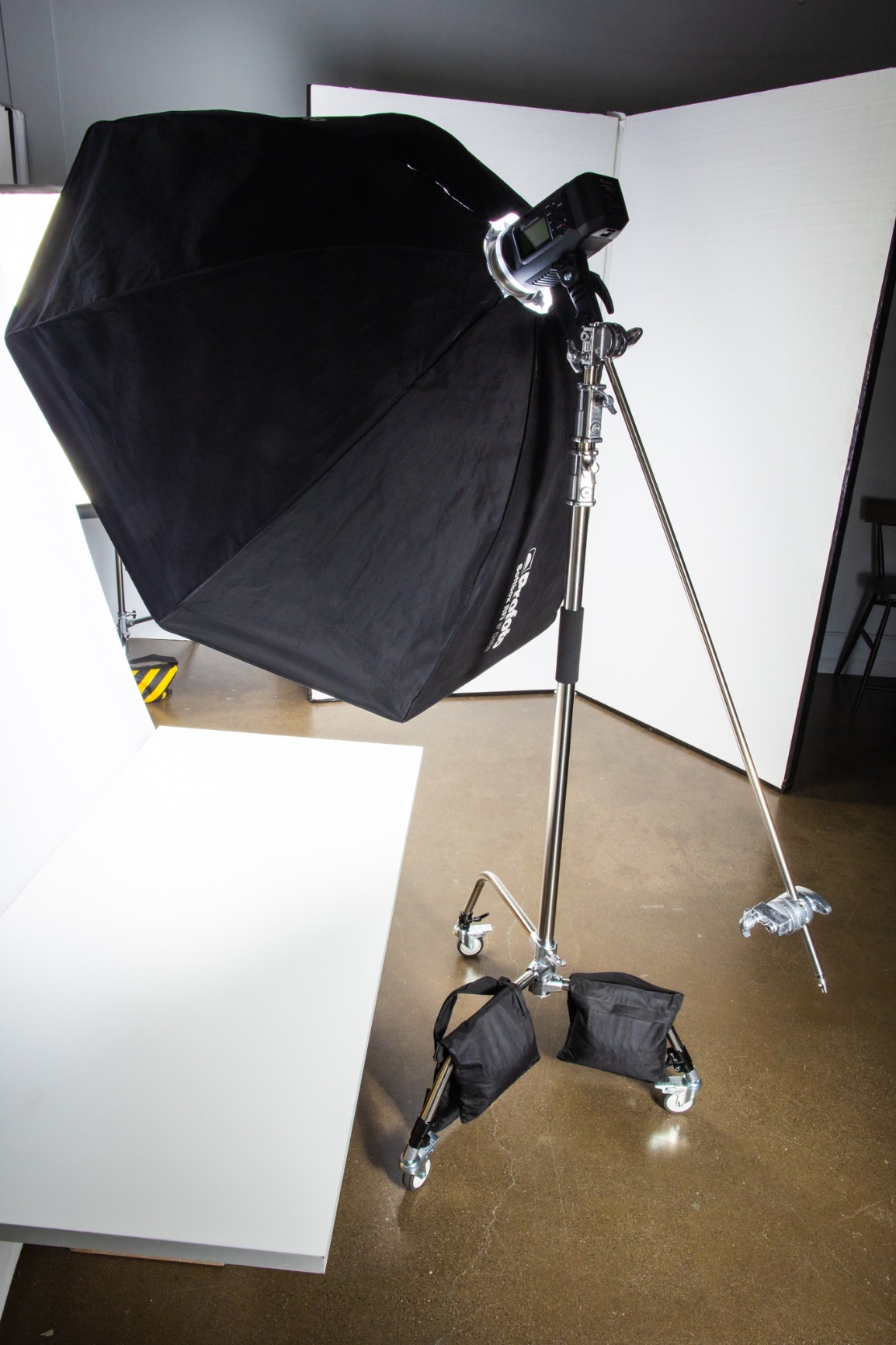 C Stand Metal with Bag Wheel Max 10.8ft/330cm with 106cm Holding Arm 2 Pieces Grip Head for Godox AD400 Pro AD600 Pro AD600BM Aputure 120D 300D II for Photography Studio Video Monolight customer photo 2
