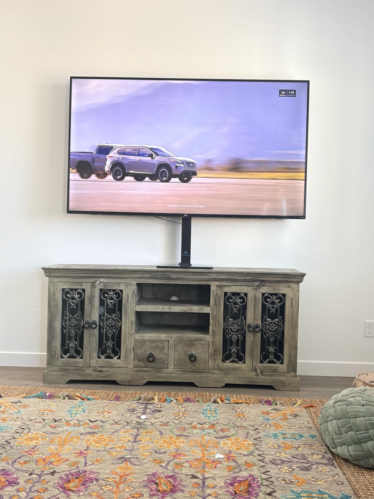 PERLESMITH Universal Swivel TV Stand for 32-75 inch TVs, Table Top TV Stand Base up to 99 lbs, 4 Height Adjustable Universal TV Legs with Tempered Glass Base, Max VESA 600x400mm, PSTVS02-N1 customer photo 1