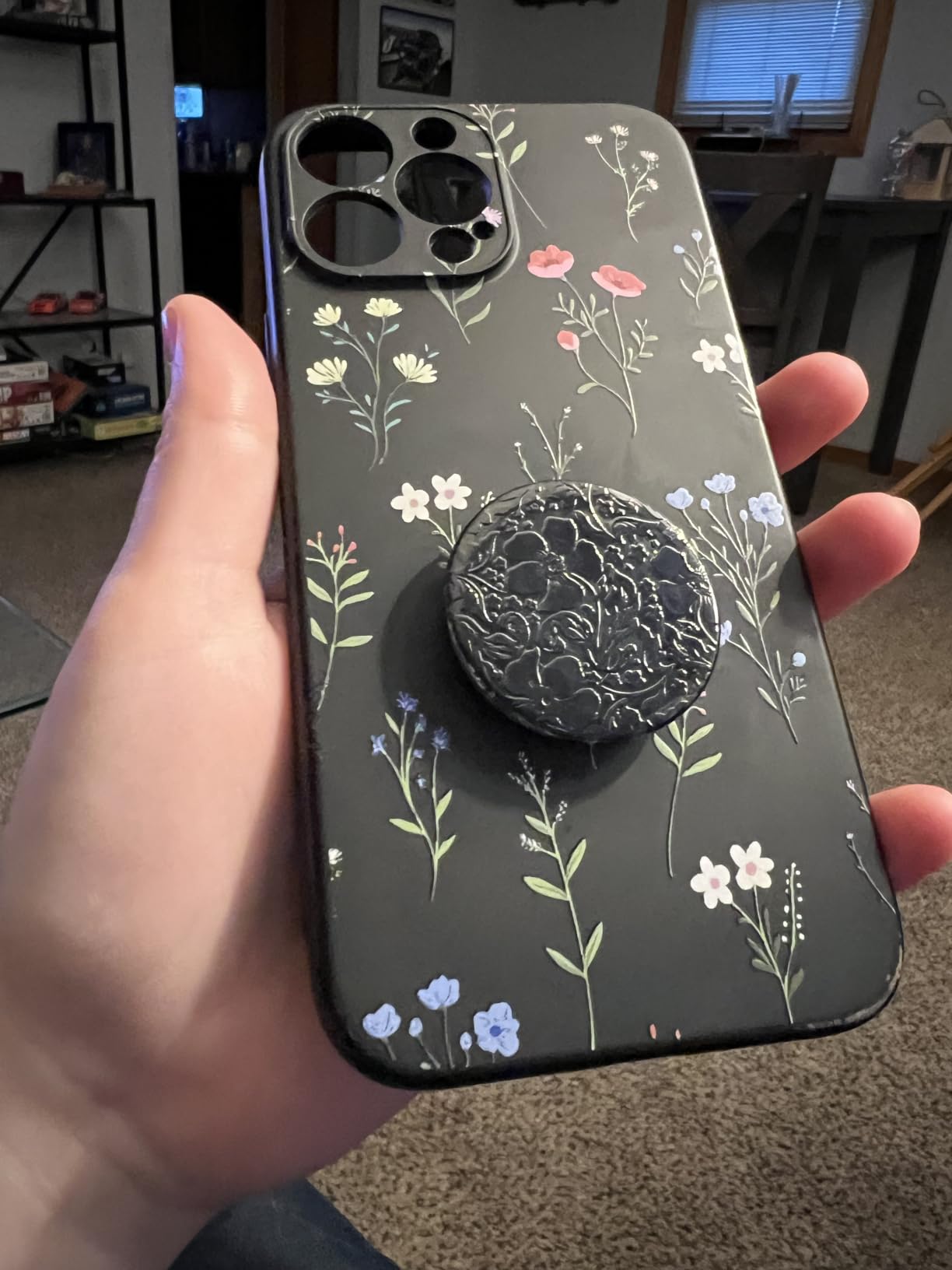PopSockets Adhesive Phone Grip, Holder, Phone Stand, Black - Translucent Black Smoke customer photo 1