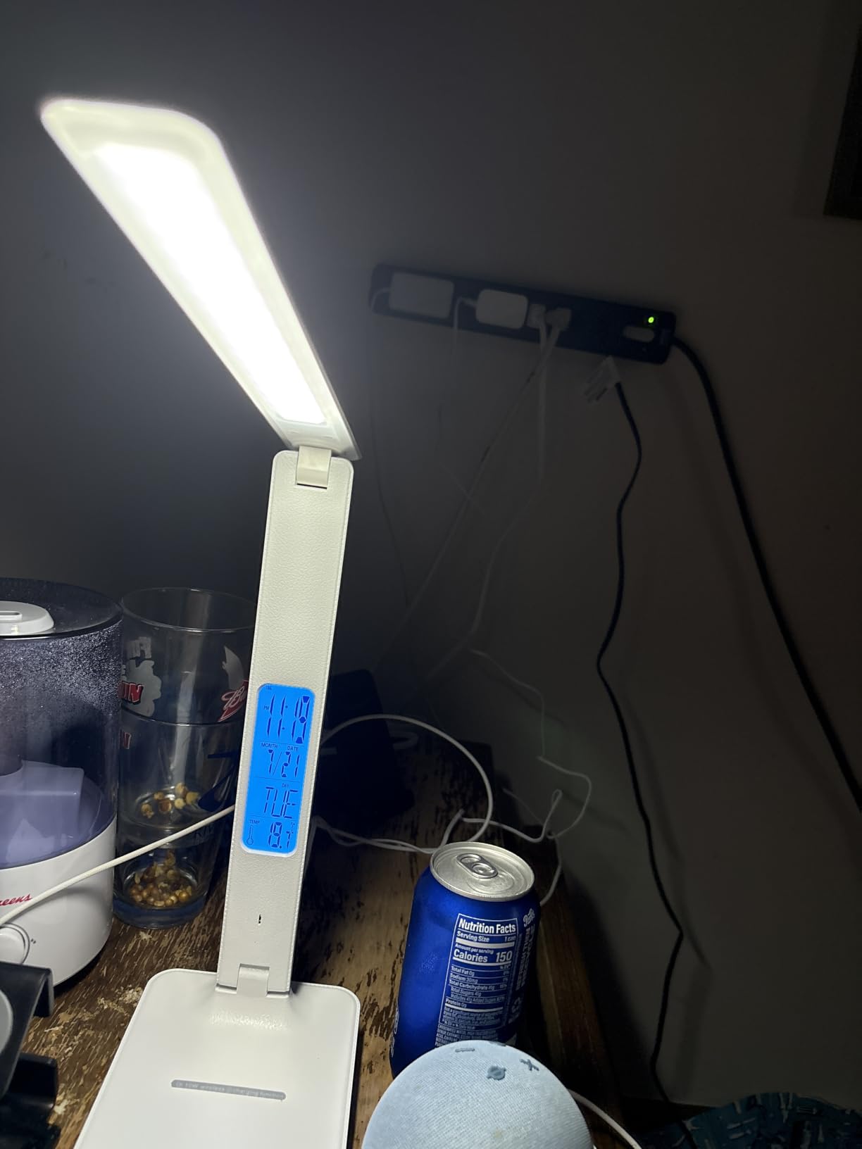 snsok Desk Lamp with Wireless Charger, USB Charging Port, Dimmable Office Desk Light with Clock, Alarm, Date, Temperature, Foldable Lamp for Table Bedroom Bedside Office (White) customer photo 2