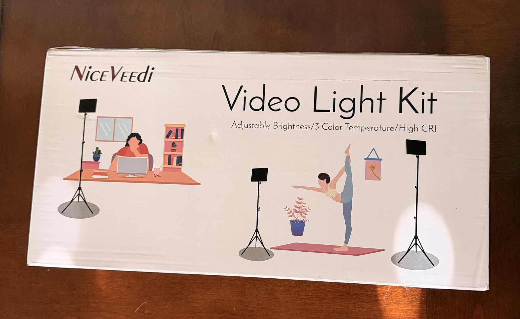 NiceVeedi 2-Pack LED Video Light Kit, 2800-6500K Dimmable Photography Lighting Kit with Tripod Stand & Phone Holder, 73