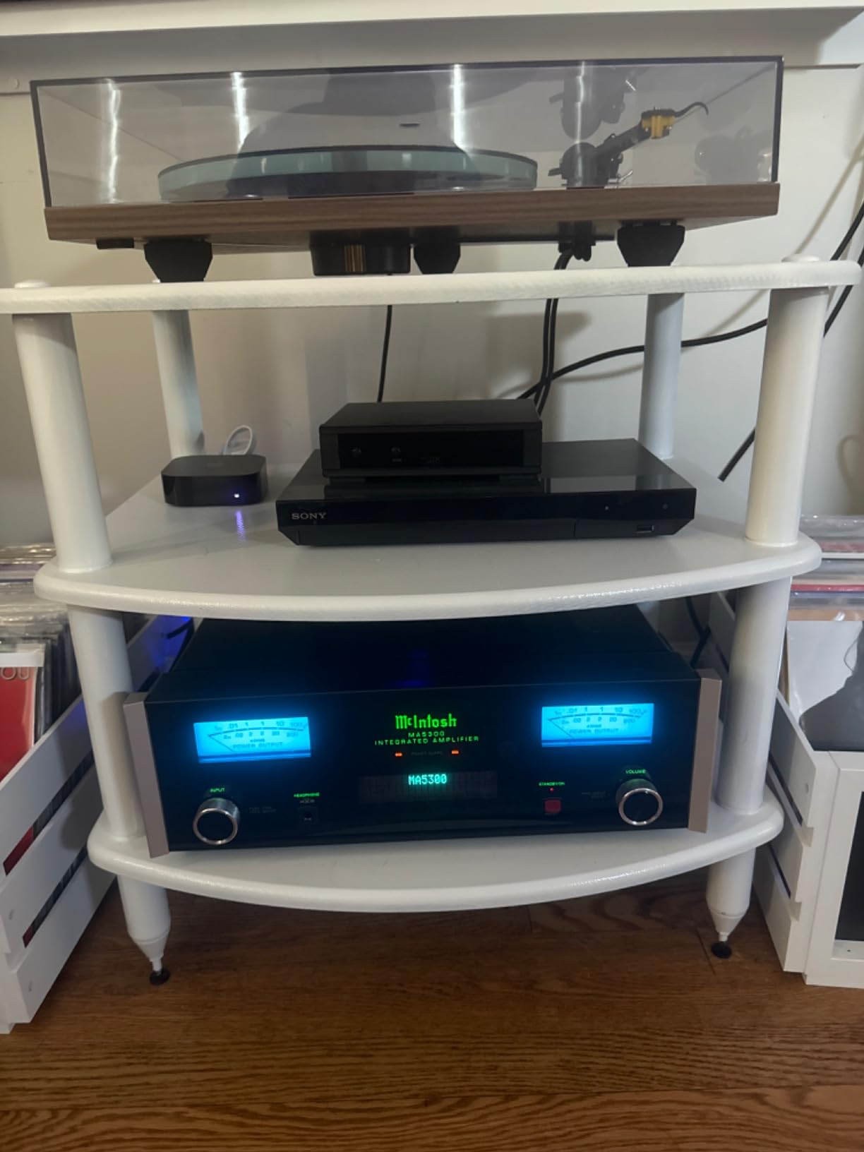 Pangea Audio Vulcan Three Shelf Audio Stereo Rack, Media Stand, and Components Cabinet 3 Shelf Rosenut Red customer photo 1
