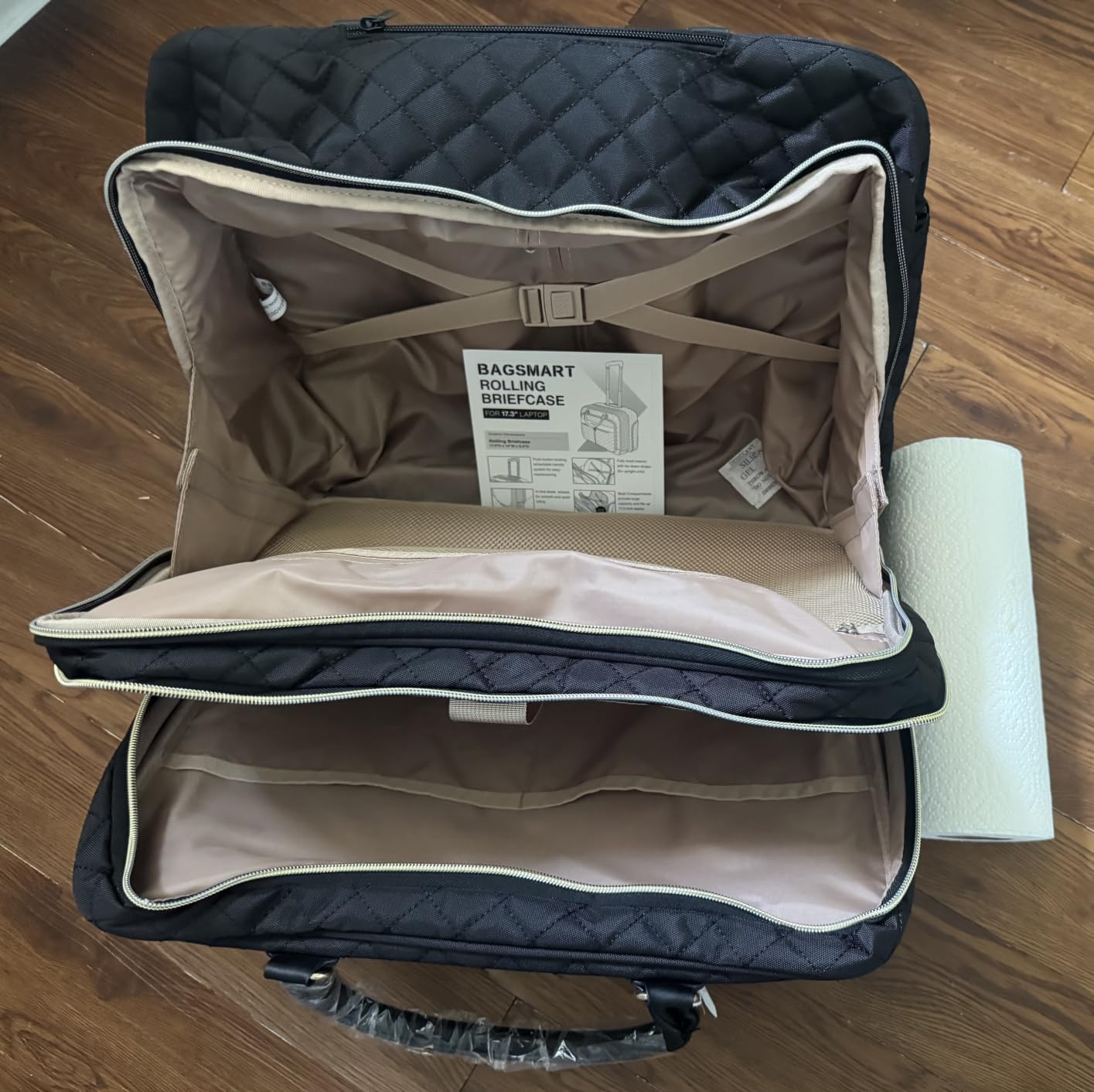 BAGSMART Rolling Laptop Bag Women, 17.3-Inch Quilted Briefcase on Wheels, Computer Case for Business Travel Work customer photo 1