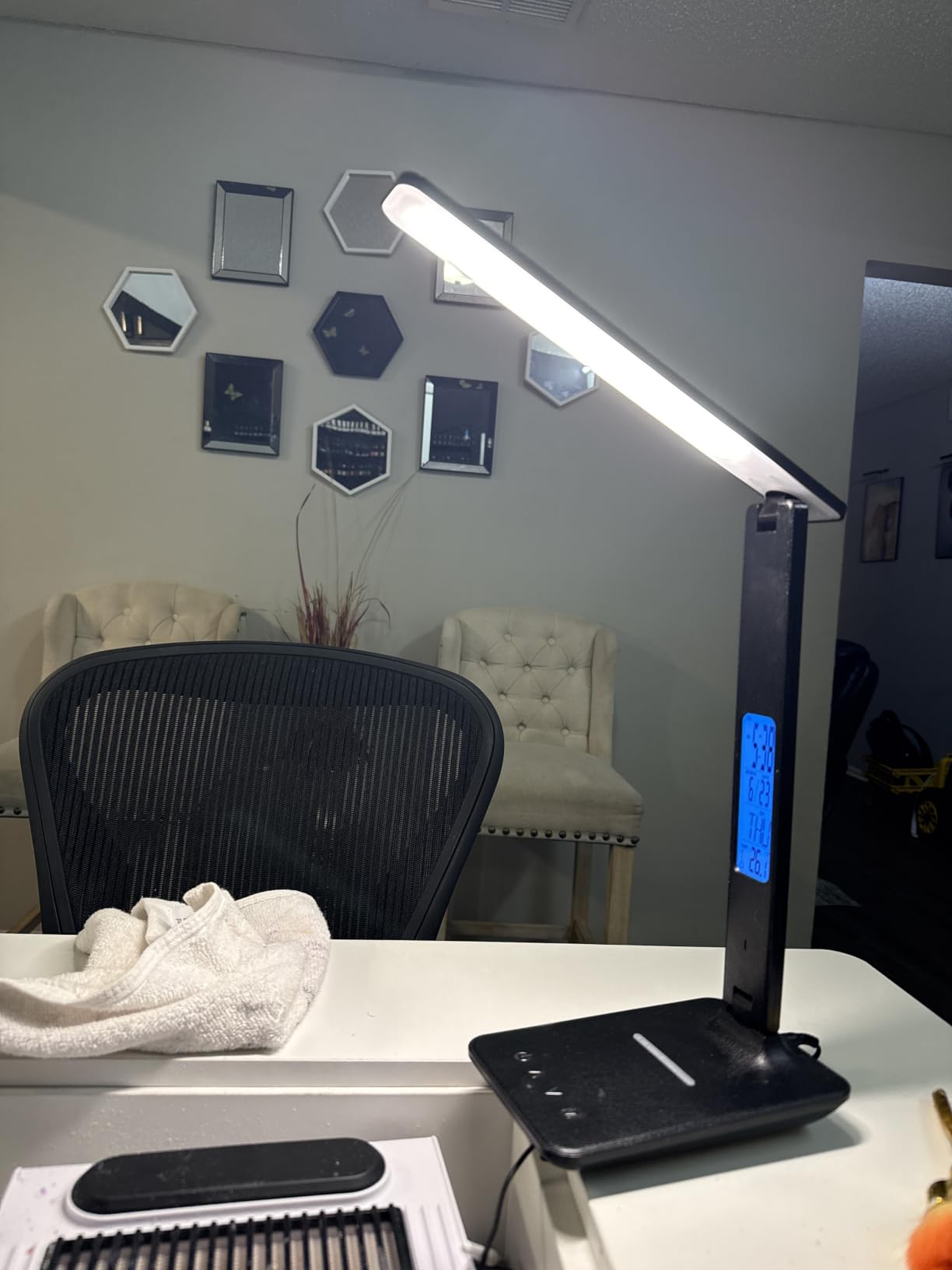 LED Desk Lamp with Wireless Charger: Desk Lamps for Home Office Bedroom, 5 Color Modes & Brightness Dimmable, 2 Night Light customer photo 1
