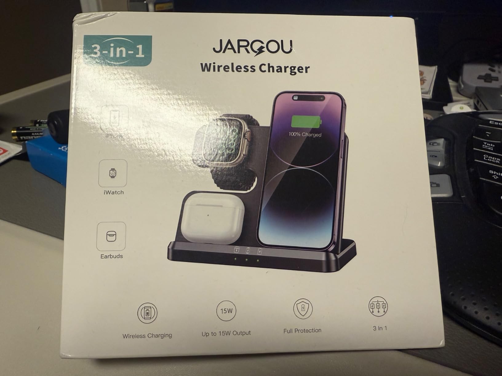 JARGOU 3 in 1 Charging Station for Apple Wireless Charger for iPhone 17 16e 16 15 14 13 12 11 X 8 & for iWatch Charger Wireless Charging Station for Multiple Devices for AirPods 2/3/4/Pro/Pro 2/Pro 3 customer photo 2
