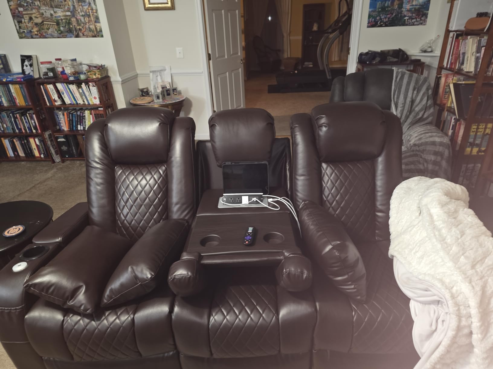Airadlis Home Theater Seating Seats Dual Power Movie Theater Chairs Theater Recliner Sofa with 7 Colors Ambient Lighting, Lumbar Pillow, Side Pocket, Tray Table, Type-C USB Charge customer photo 1