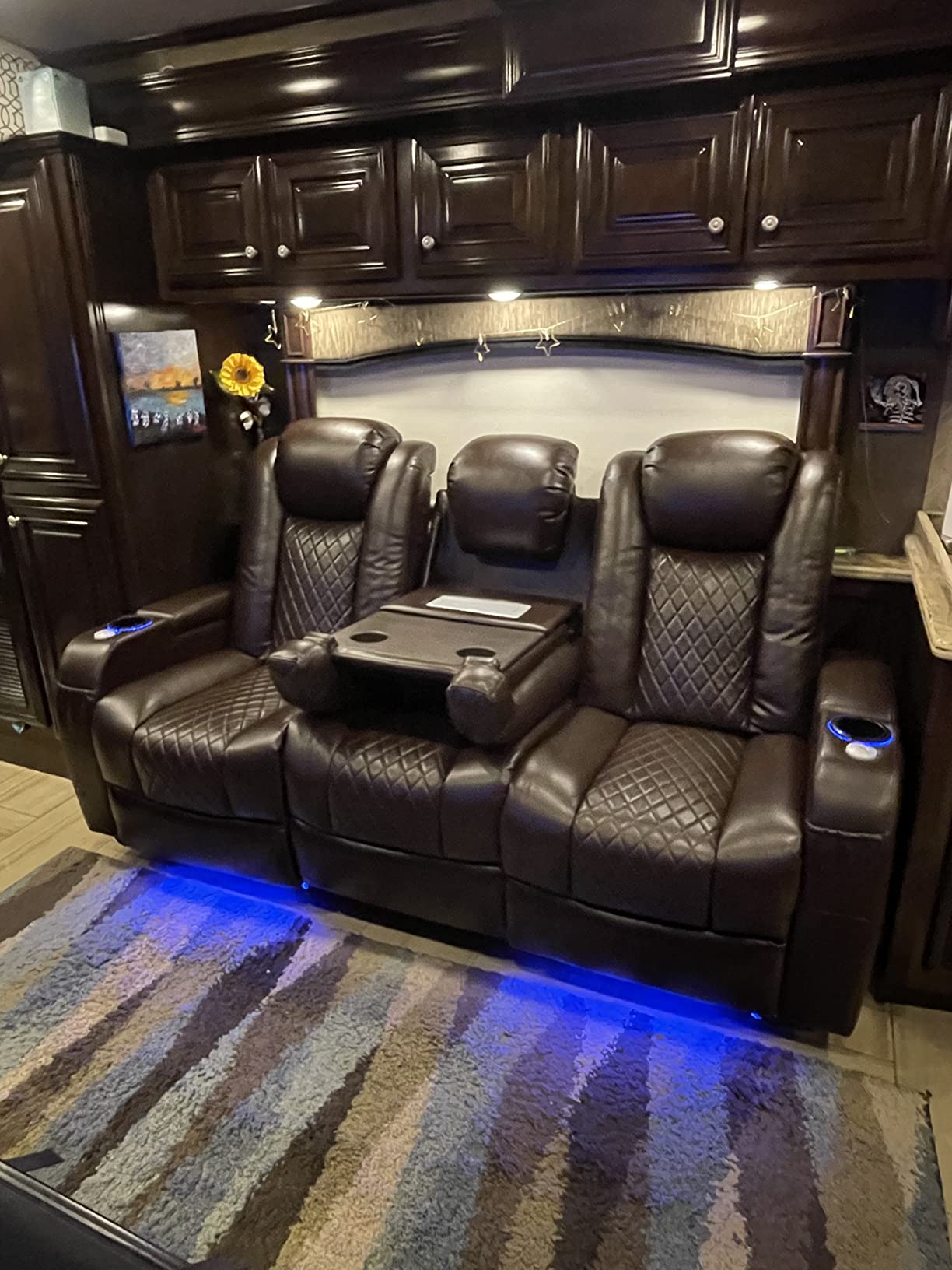 Airadlis Home Theater Seating Seats Dual Power Movie Theater Chairs Theater Recliner Sofa with 7 Colors Ambient Lighting, Lumbar Pillow, Side Pocket, Tray Table, Type-C USB Charge customer photo 2