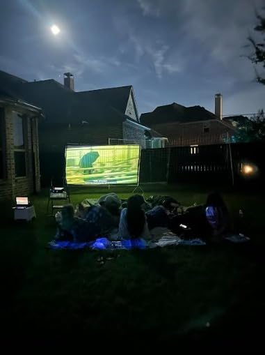 120 Inch Projector Screen with Stand, 16:9 4K HD, Video Projector Screen Indoor Outdoor Front/Rear with Carry Bag, Movie Screen for Home Backyard Camping Theater customer photo 2
