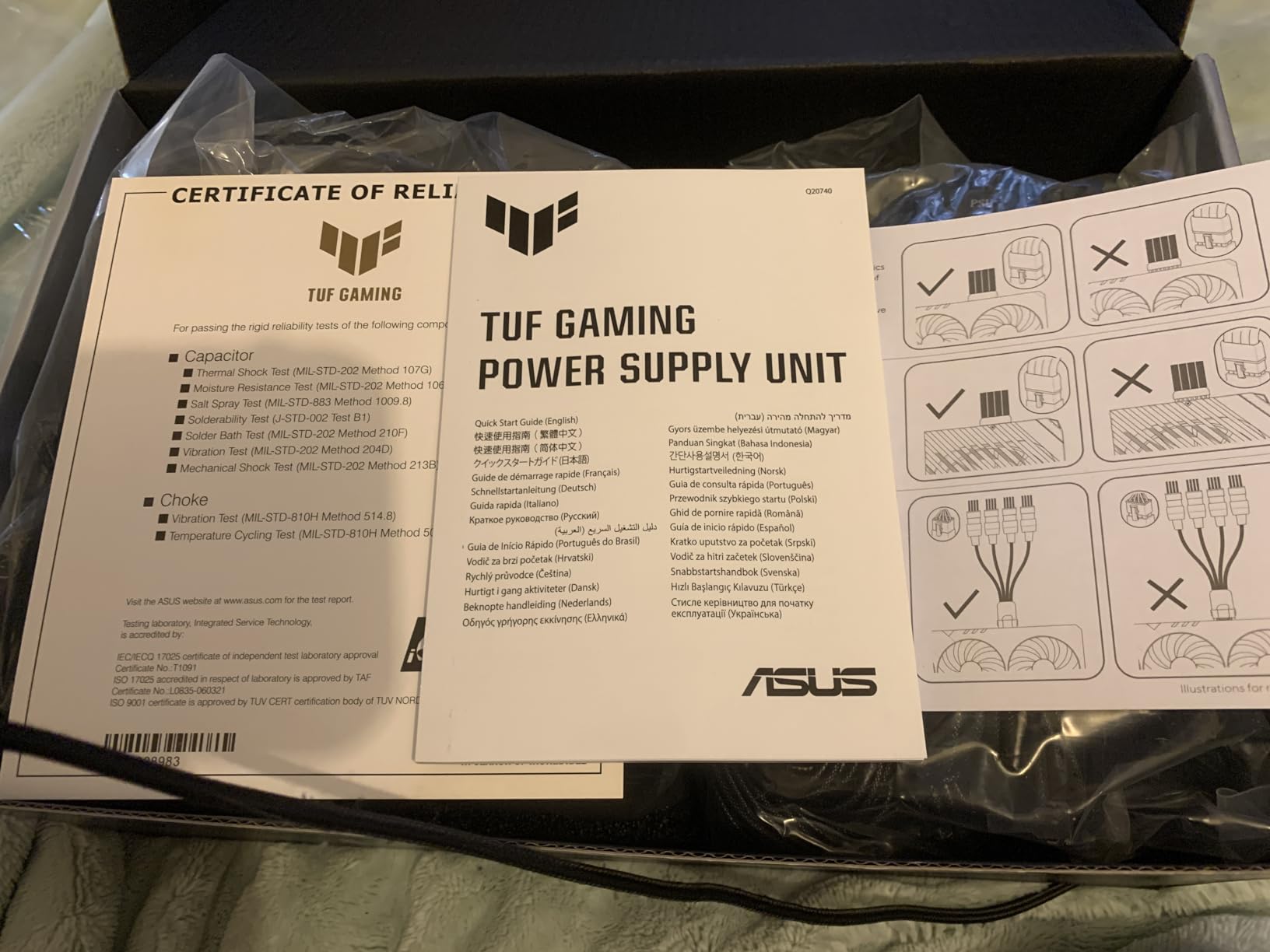 ASUS TUF Gaming 850W Gold (850 Watt, ATX 3.1 Compatible, Fully Modular Power Supply, 80+ Gold, Military-Grade Components, Dual Ball Bearing, Axial-tech Fan, PCB Coating, 10 Year Warranty) customer photo 2