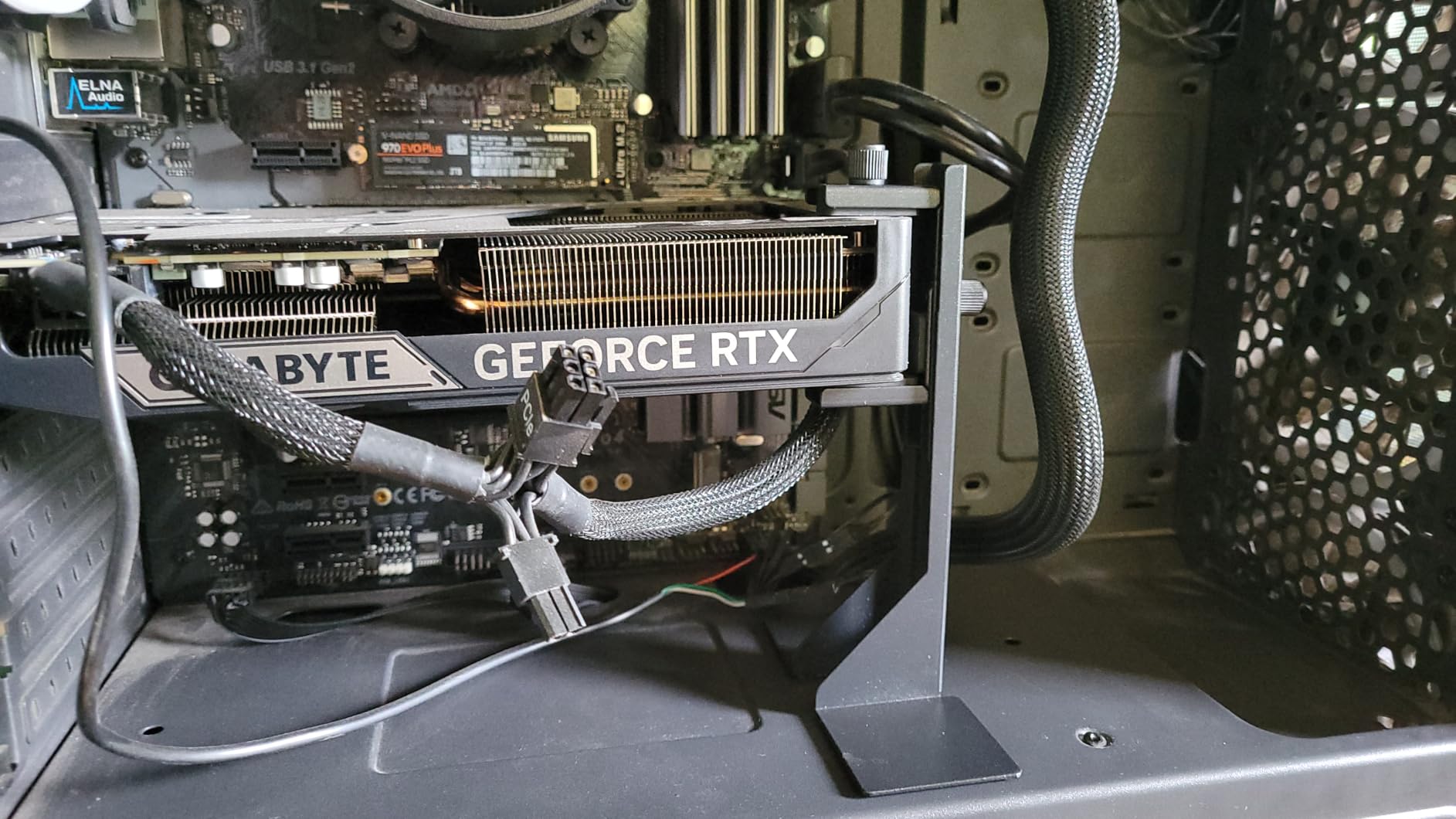 GPU Support Bracket, Graphics Card Support, GPU Brace, Video Card Holder Bracket with Bottom Adhesive, GPU Stand, Adjustable Anti Sag GPU Stand 35-120mm, Support GPU 4090 Thickness Support up to 75mm customer photo 1