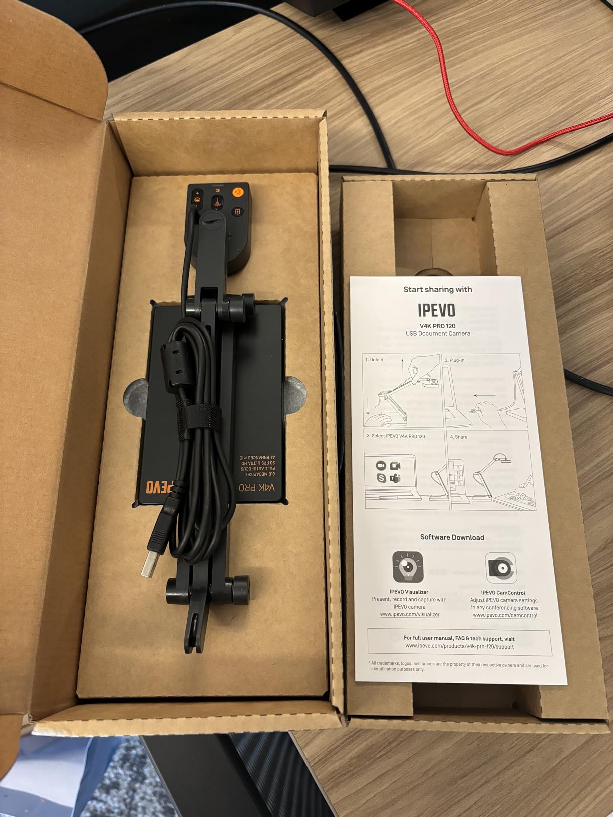 IPEVO V4K PRO 120 4K USB Document Camera, 120-degree FOV Lens, Sony CMOS Sensor, Swift Autofocus, AI Noise Reduction, Webcam, USB Plug and Play, Video Conferencing, Streaming, Work from Home customer photo 1