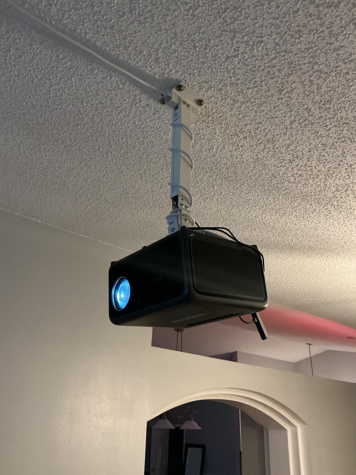 WALI Projector Ceiling Mount Tray, Height Adjustable Wall Mount Holder for Projectors, Hidden Cable Management, Fits Projectors up to 22lbs, 13.7 inches x 8.6 inches Platform, Black (PM-005-B) customer photo 1