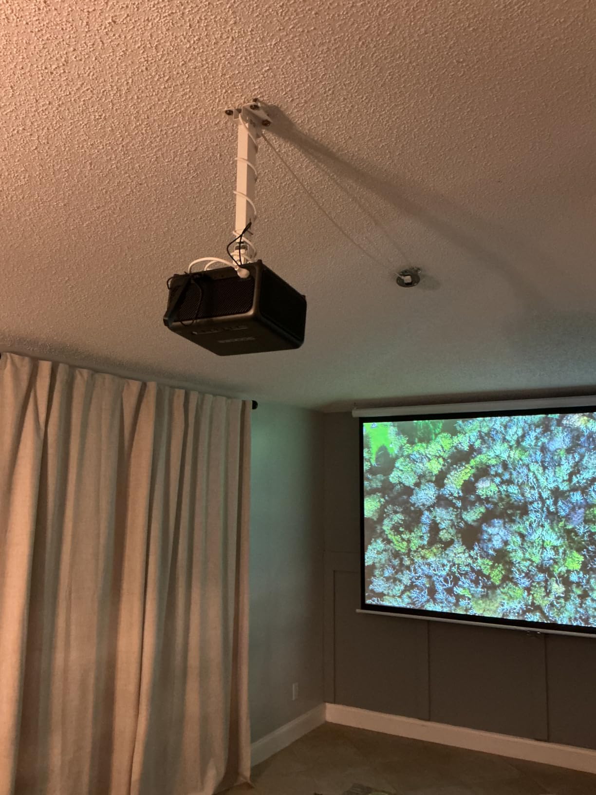 WALI Projector Ceiling Mount Tray, Height Adjustable Wall Mount Holder for Projectors, Hidden Cable Management, Fits Projectors up to 22lbs, 13.7 inches x 8.6 inches Platform, Black (PM-005-B) customer photo 2