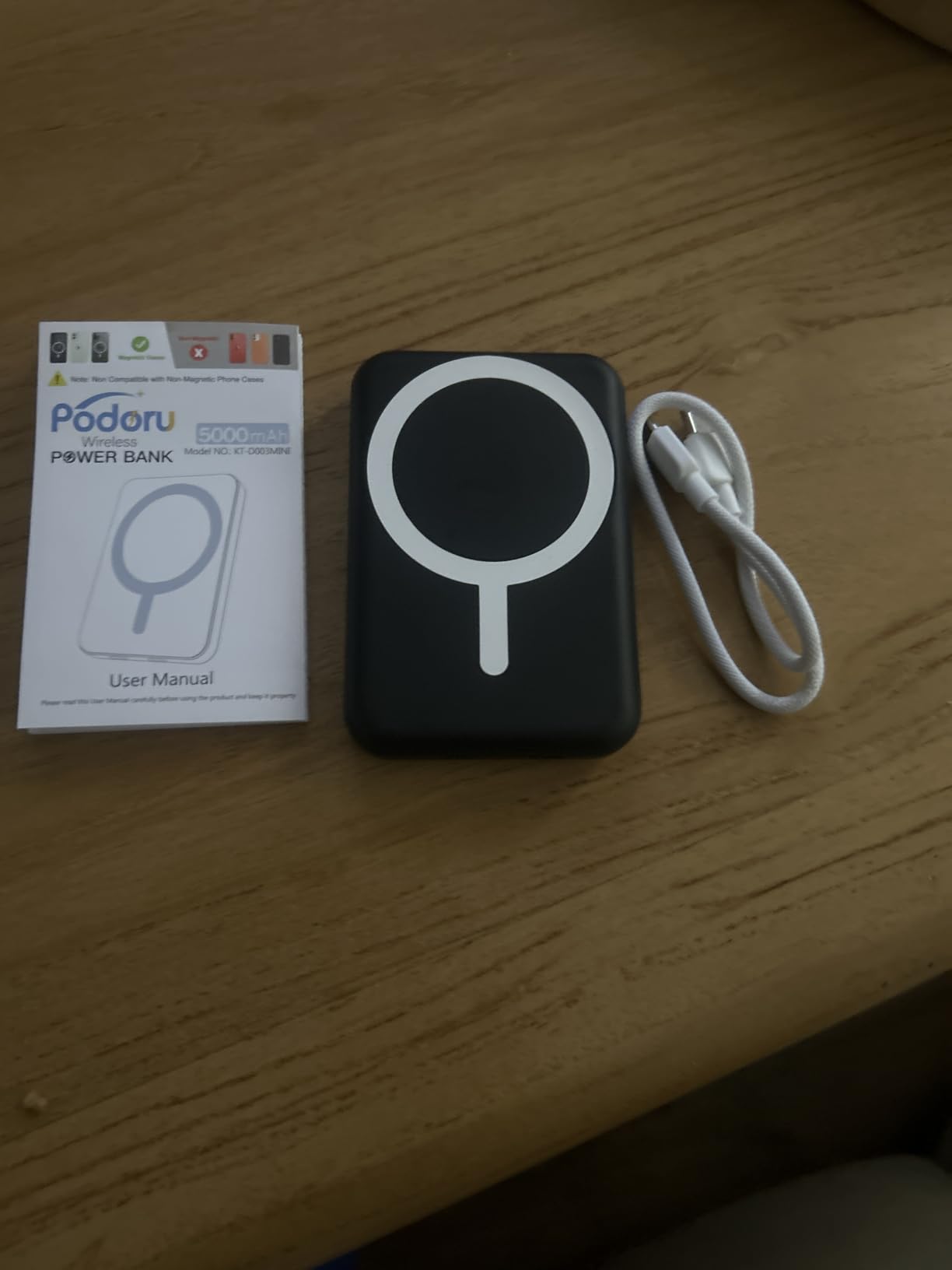 podoru for Magsafe Power Bank 5000mAh, Ultra-Slim Magnetic Portable Charger | 20W PD Fast Charging, Travel Essentials with USB-C Cable, Wireless Battery Pack for iPhone 17/16/15/14/13/12 Series-Black customer photo 2
