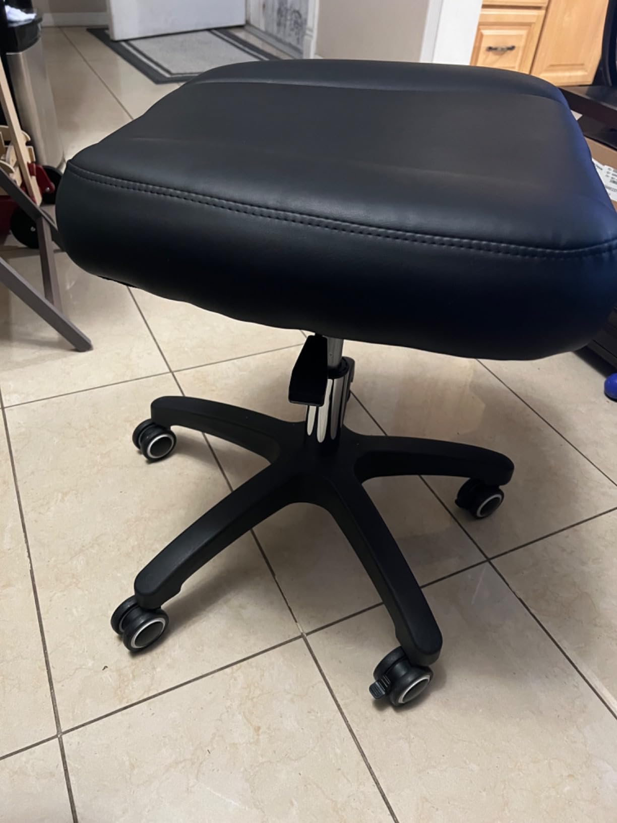 TASALON Multi-Use Footrest Stool Adjustable Height with 360° Rolling Lockable Wheels,Rest Ottoman,Office Footrests,Video Game Stool for Gaming for Home Office- Black customer photo 1