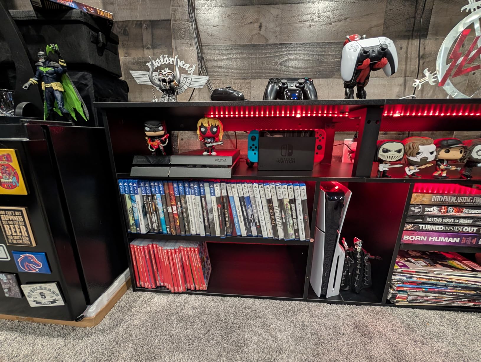 Bestier Gaming LED TV Stand with Storage, 65 Inch, Carbon Fiber Black - Game Room Compatibility, LED Lighting System, Power Outlets, Storage Space, Adjustable Shelves, Easy Assembly, Elevated Design customer photo 2