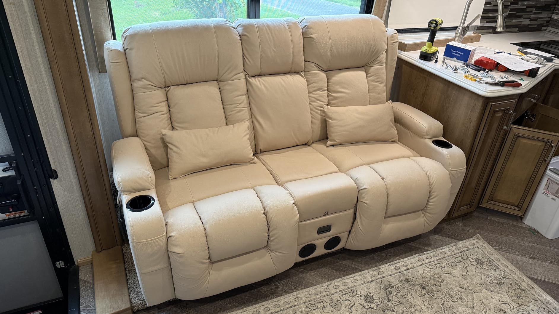URRED Power Loveseat Recliner Sofa with Massage & Heat, Black: 67