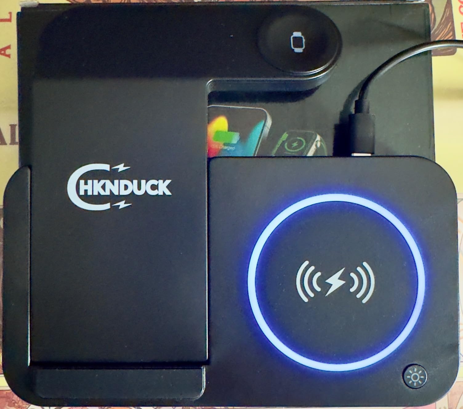4 in 1 Wireless Charging Station for iPhone, Apple Watch & AirPods, Wireless Charger for iPhone Series 16/15/14/13/12 - Apple iWatch Series 7/9/8 with Extra USB Port & Foldable Design - Black customer photo 1