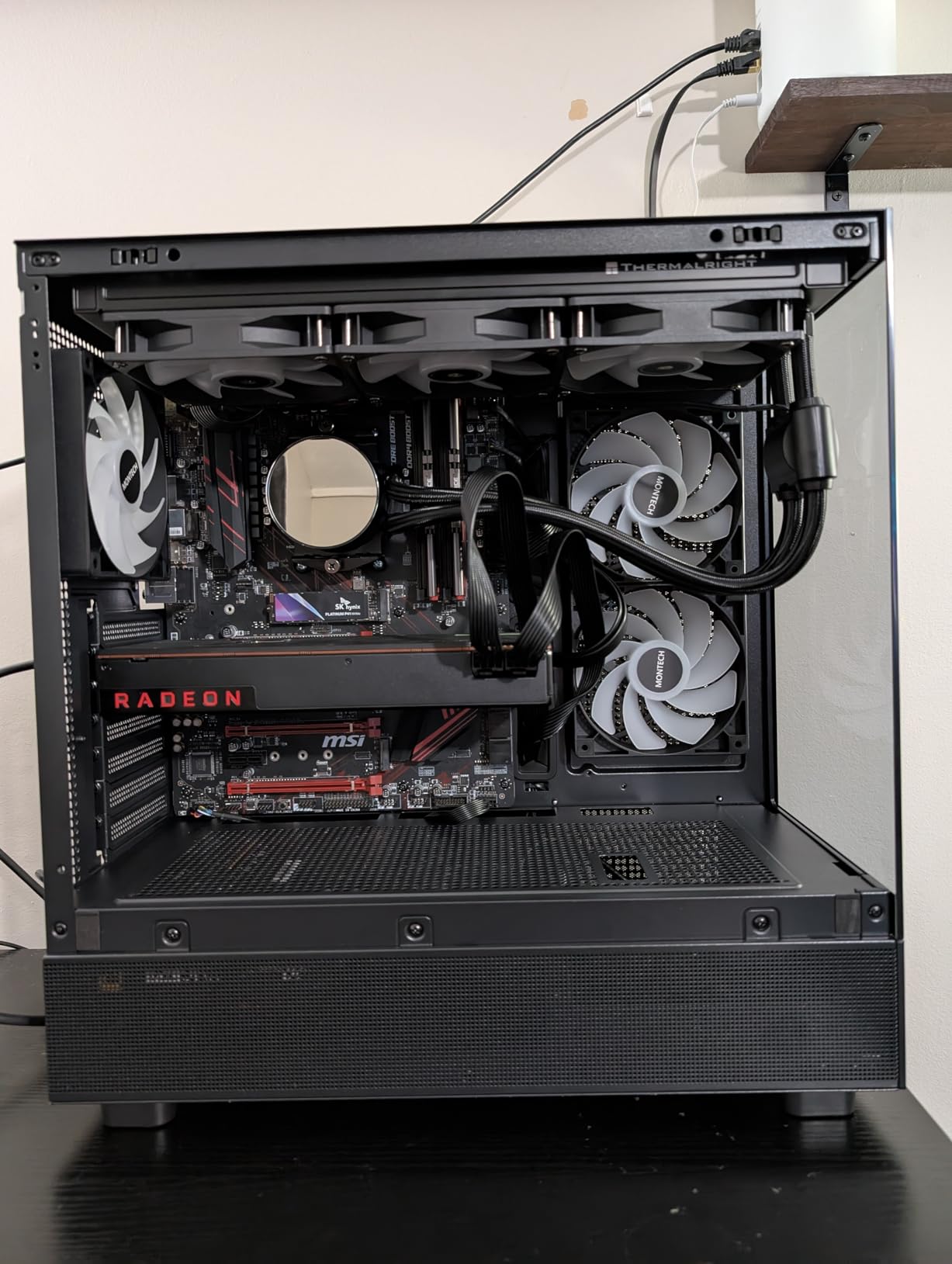 MONTECH XR Panoramic High Airflow ATX PC Case, 3 ARGB PWM Fans, Black | 420mm GPU Support, 360mm Radiator, Dual Tempered Glass, USB-C, Reverse Blade Fans, Magnetic Dust Filters, Up to 9 Fans customer photo 2