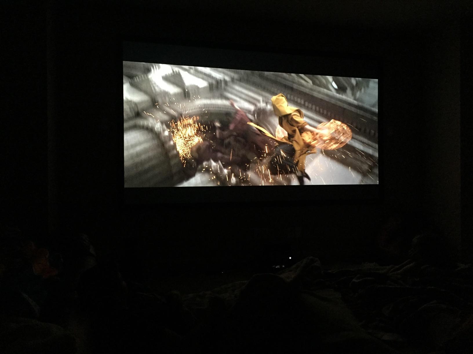 Elite Screens 120 inch CLR and ALR Projector Screen 16:9 4K, Standard Throw Projection Screen, Fixed Frame Projector Screen Grey, Indoor Movie Screen Home Theater - Sable Frame CineGrey 3D ER120DHD3 customer photo 1