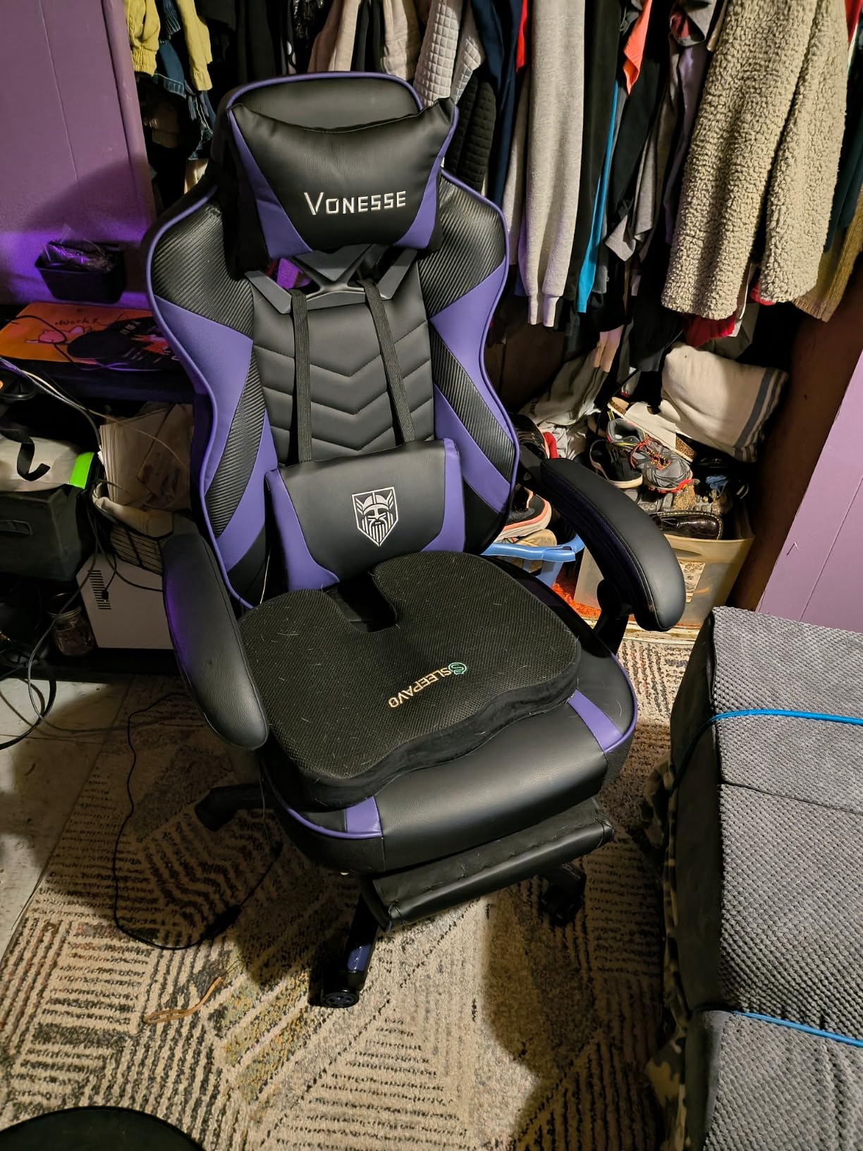 Gaming Chair, Big and Tall Office Chair with Footrest and Massage, Gaming Chairs for Adults with Lumbar Support, Ergonomic High Back Computer Desk Chair with Pocket Spring Cushion (Black) customer photo 2