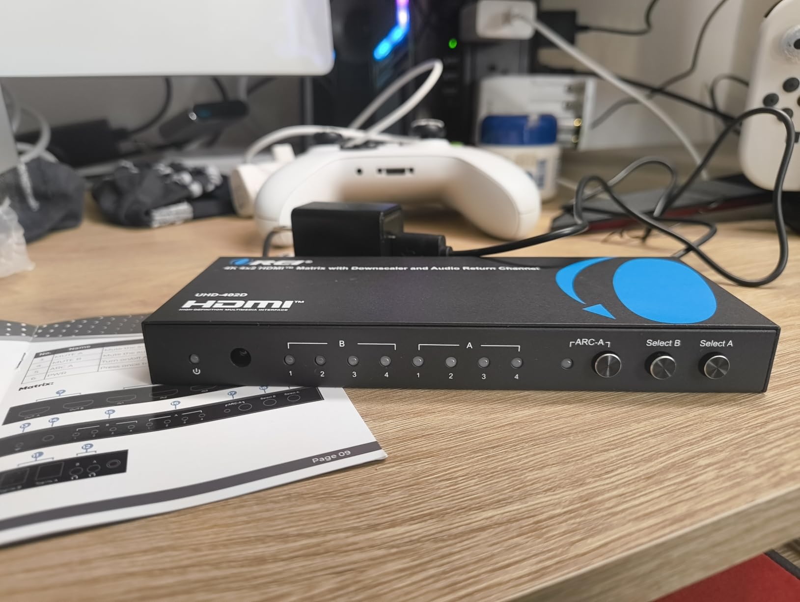 OREI 4x2 HDMI Matrix Switch - 4K@60Hz Audio Extraction, EDID, IR, HDCP 2.2 | 18Gbps Bandwidth, HDR, 12-bit Deep Color, Dolby TrueHD, DTS-HD Master Audio, Optical & 3.5mm Audio Outputs customer photo 1