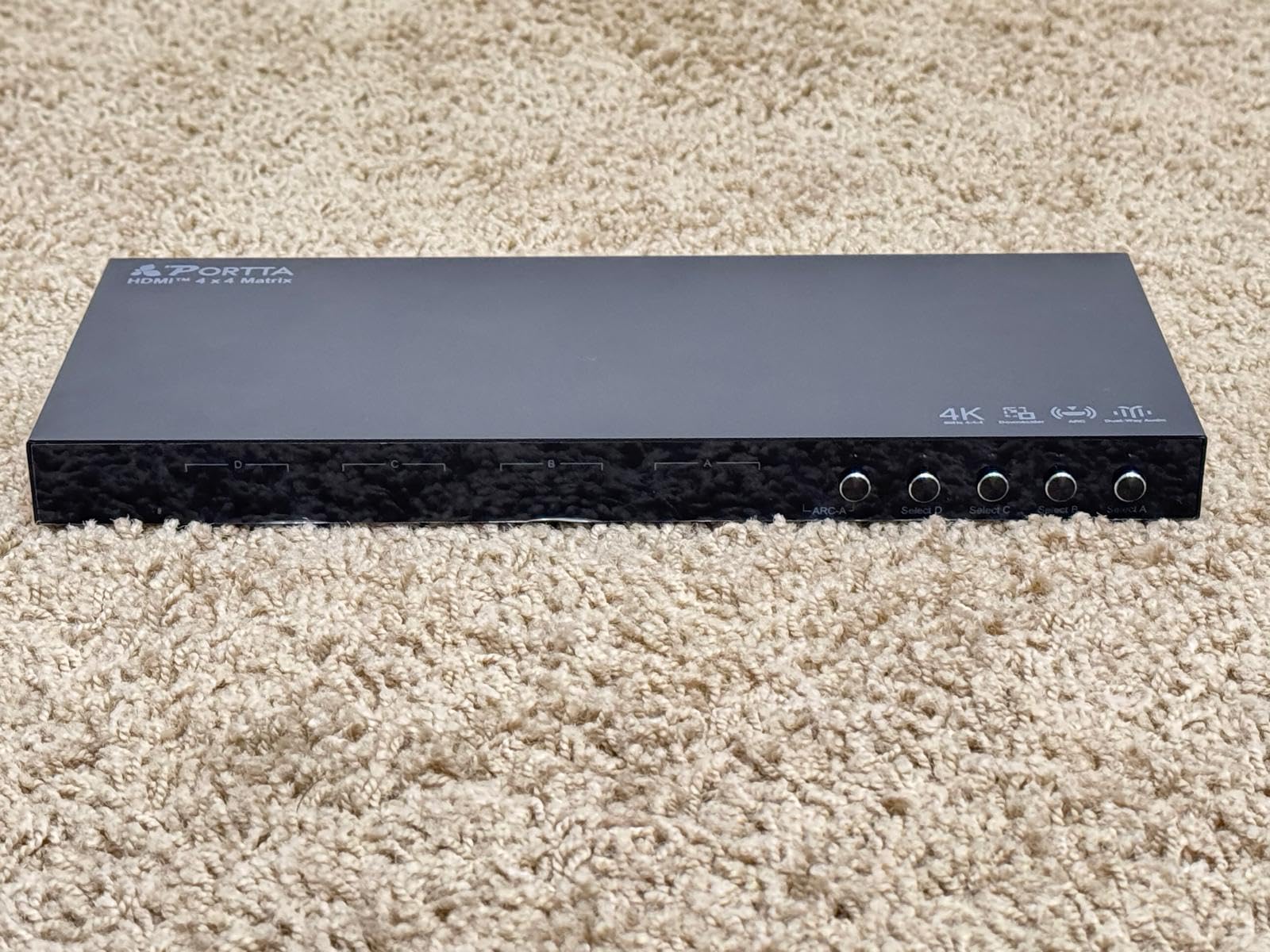 PORTTA 4x4 HDMI Matrix 4K 60Hz 4:4:4, 4 in 4 Out Switch Splitter, Audio Extractor, 16 EDID Modes with Remote Control Supports HDMI 2.0b, HDCP 2.2, HDR, YUV, ARC, 18Gbps, 3D, Downscaler 4K & 1080P customer photo 1
