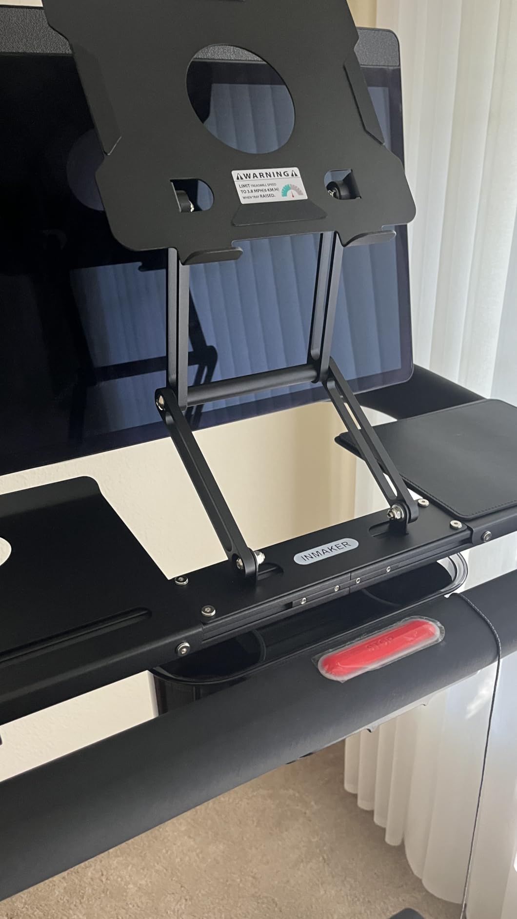 INMAKER Treadmill Desk Attachment, Universal Treadmill Laptop Holder Adjustble Height Width, Aluminum Laptop Stand for Treadmill with Tray Black | Adjustable Height and Width customer photo 2