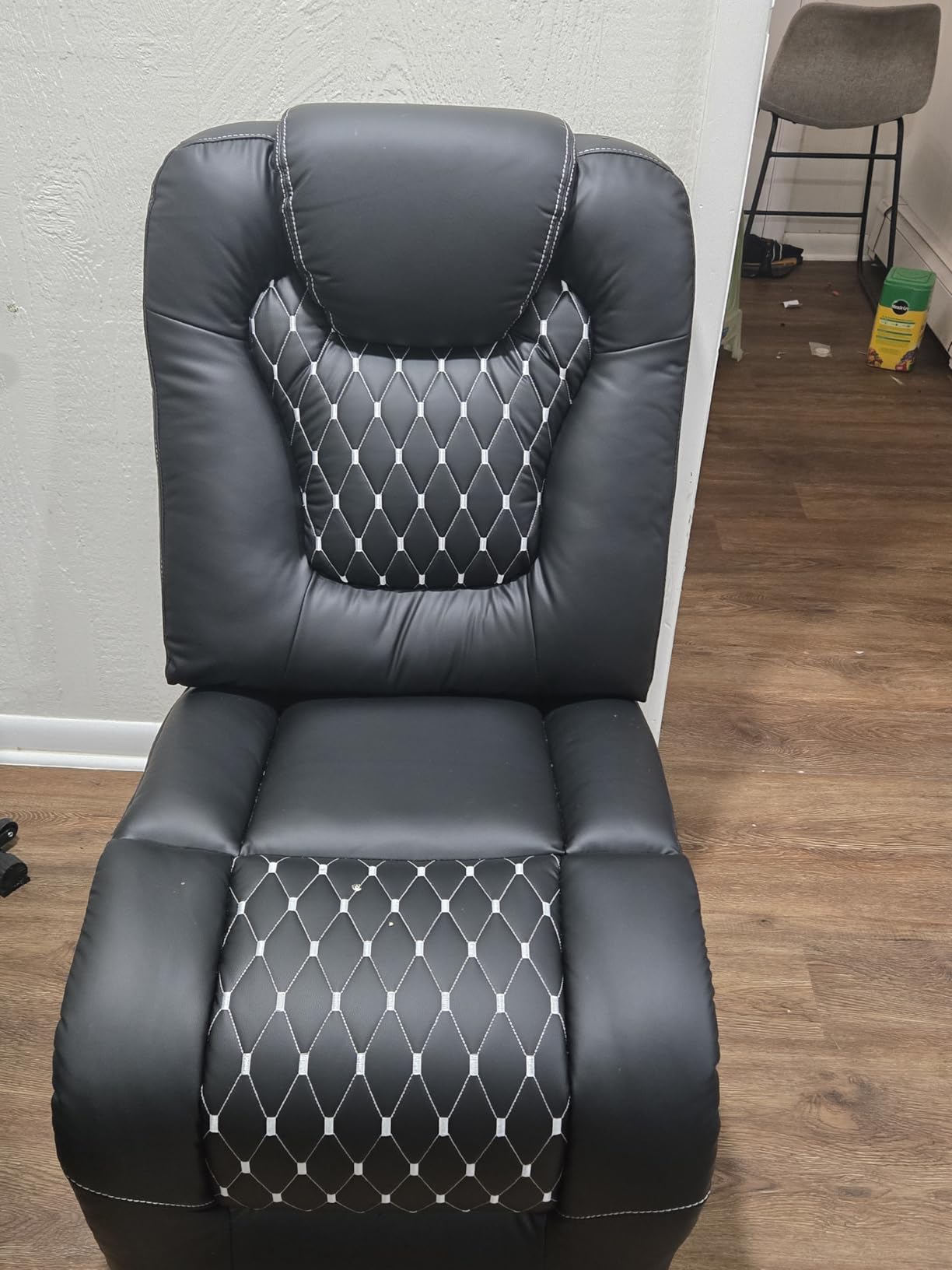 ANJ Recliner Sofa, Power Reclining Couch with USB Ports and Cup Holders - Overstuffed Electric Living Room Seating PU Leather Recliner Sofa Set with Hidden Arm Storage, Easy to Clean (Black) customer photo 2