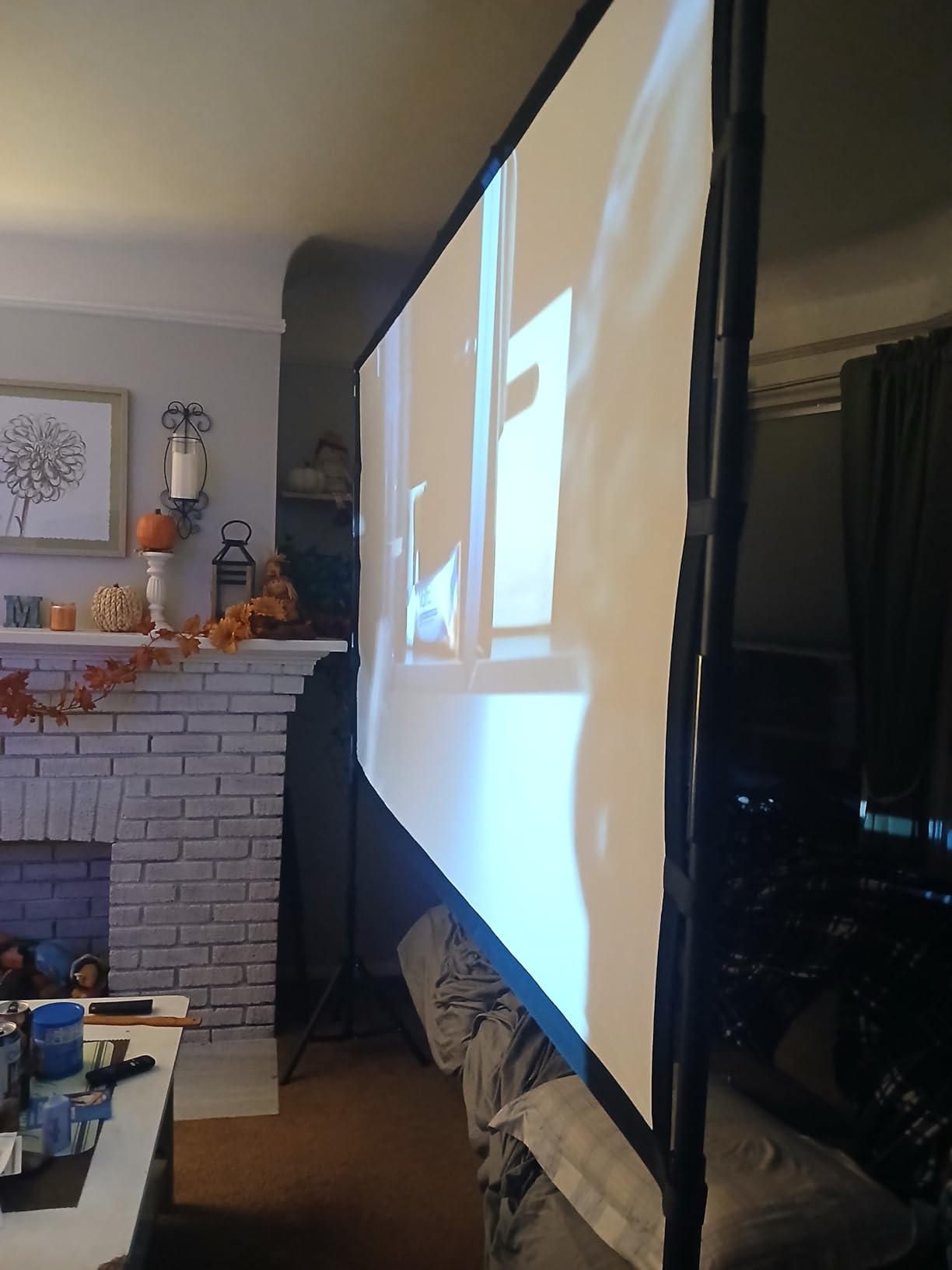 120 Inch Projector Screen TOWOND with Stand, Extra-Stable Large Iron Base | Opaque black backing limits light interference for front projection; 25mm tripod suits home theater and backyard movies. customer photo 2