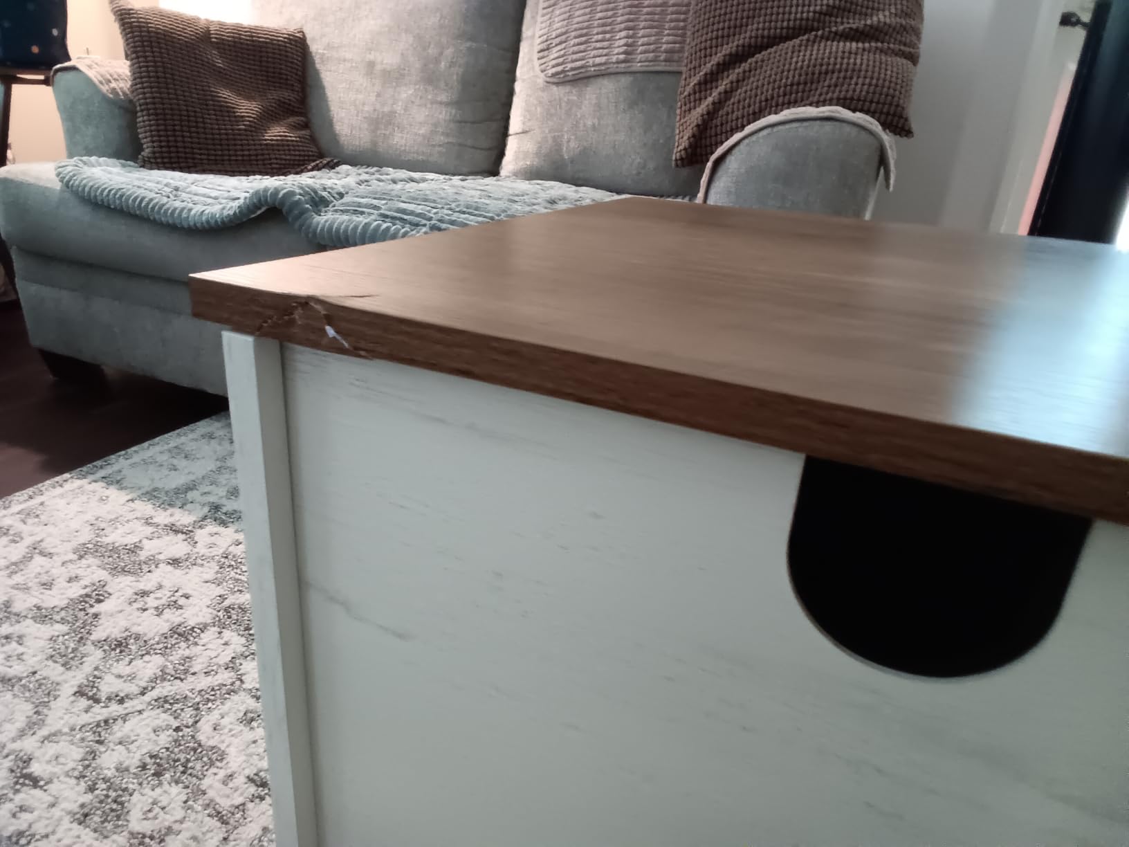 VASAGLE Farmhouse TV Stand for TVs up to 80 Inches, Entertainment Center with Storage Cabinets and Sliding Barn Doors, Media Console Table for Living Room, Rustic White and Honey Brown ULTV537W01 customer photo 2