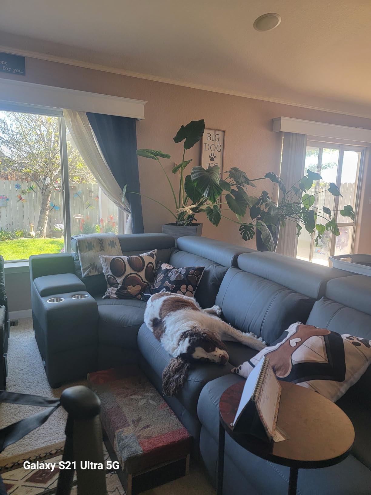 AMERLIFE Power Recliner Sectional Sofa with Storage/USB Port, Leather Recliner Sofa with Adjustable Headrest, Reclining Sectional Couches with Console and Cup Holder for Living Room (Gray, 5-Seater) customer photo 1