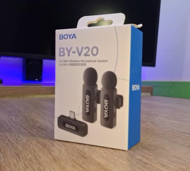 BOYA BY-V20 Wireless Microphones for iPhone 17/16/15 & Android/Laptop with USB-C Port, 328ft Range, 9H Battery Life, Noise Reduction Mini Mic Clip on Lapel Microphone Wireless for Video Recroding customer photo 1