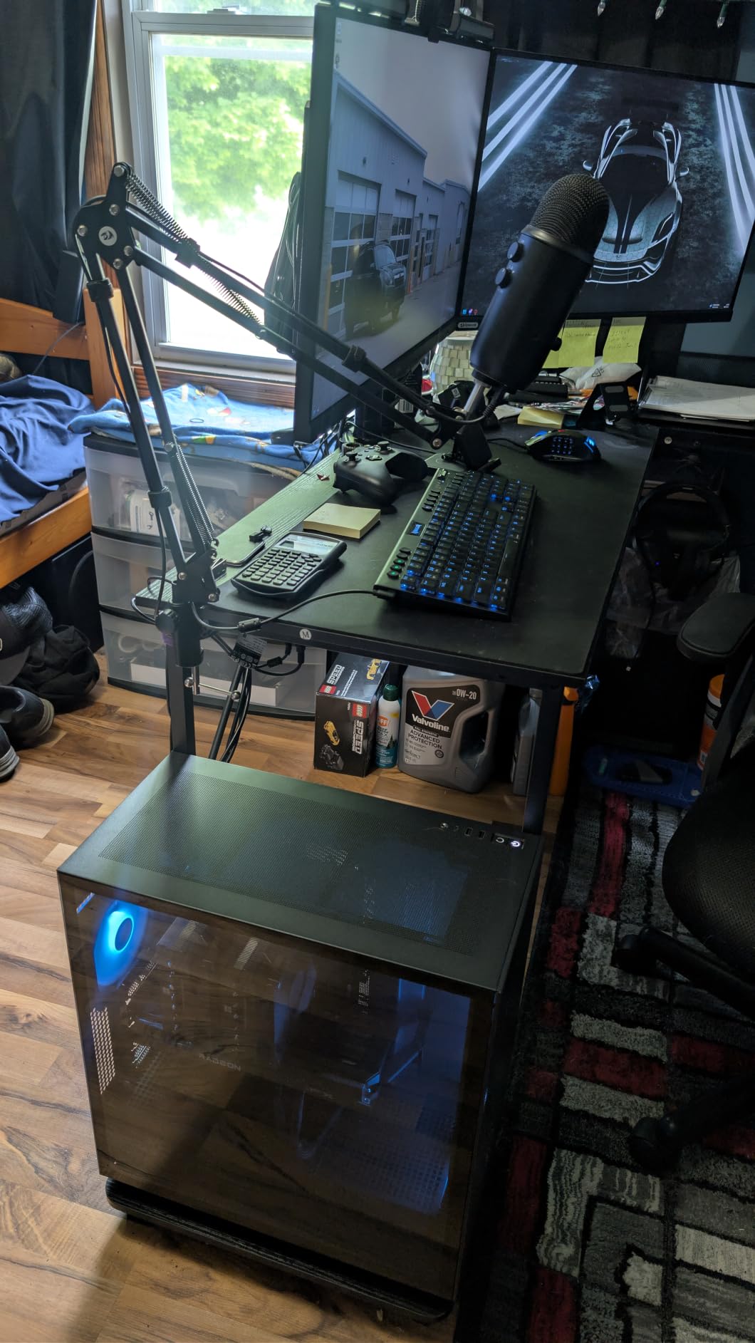 ODK 53 Inch L Shaped Gaming Desk with LED Lighting, Reversible Desk with Power Outlets, Corner Computer Table with Storage Shelves & Bag & Iron Hook, Home Office Table for Writing, Study, Black customer photo 2