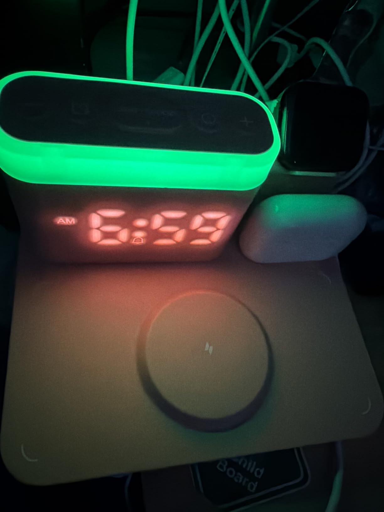 ANJANK Wireless Charging Station, 5 in 1 Multiple Charger Stand with Alarm Clock, 7 Night Light, Magnetic Charging Dock for iPhone 17 16 15 14 13 12 Pro Max Plus, Apple Watch 11/10/9/8, for Airpods, Bedroom customer photo 1