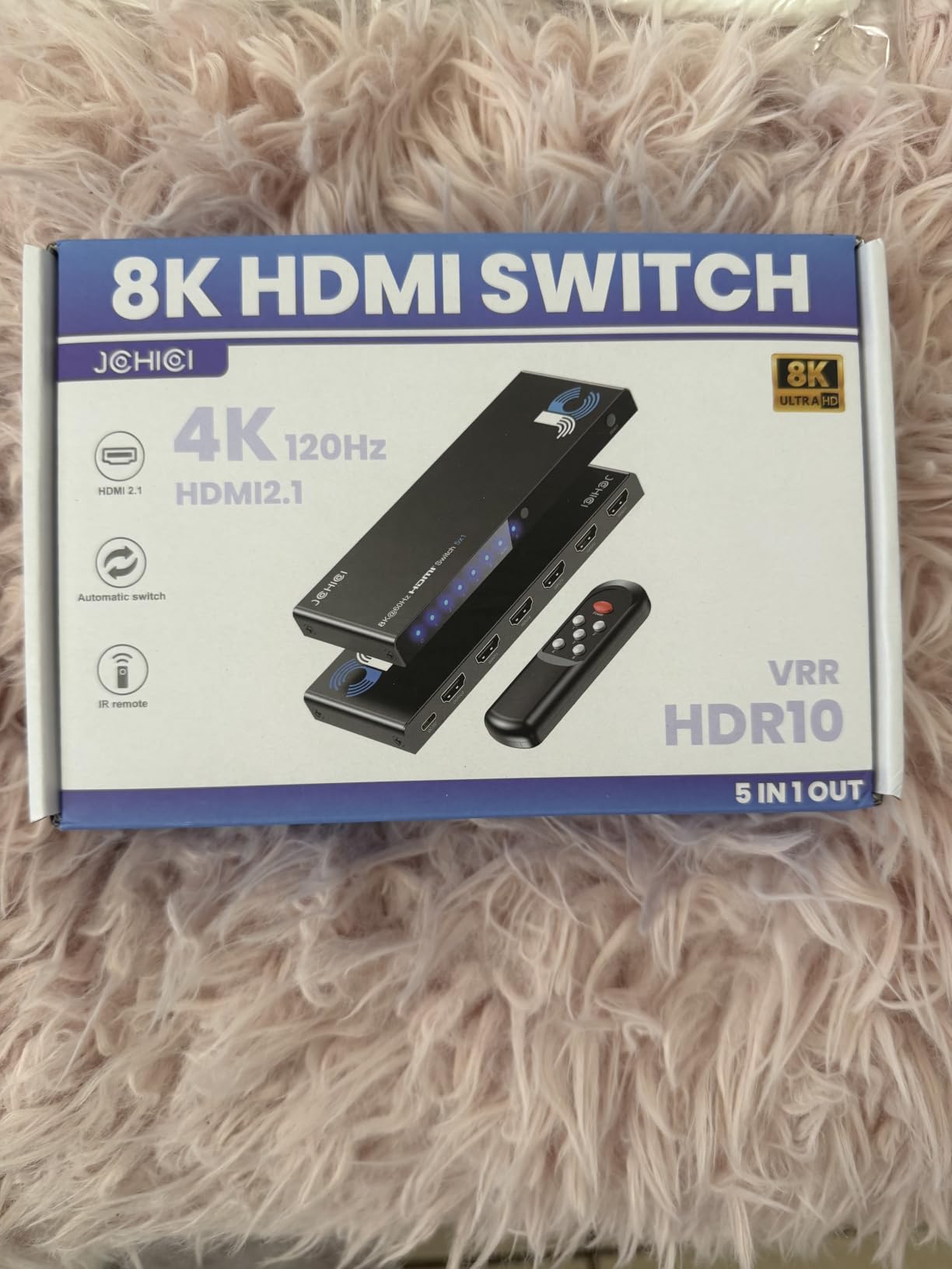 HDMI Switch 5 in 1 Out 8K@60Hz 4K@120Hz - HDMI 2.1 Switcher Splitter with Remote, Auto-Switching - Supports HDCP 2.3, HDR10, Dolby Vision, 3D, VRR - Compatible with PS5/Xbox/PC/Blu-ray Player customer photo 1