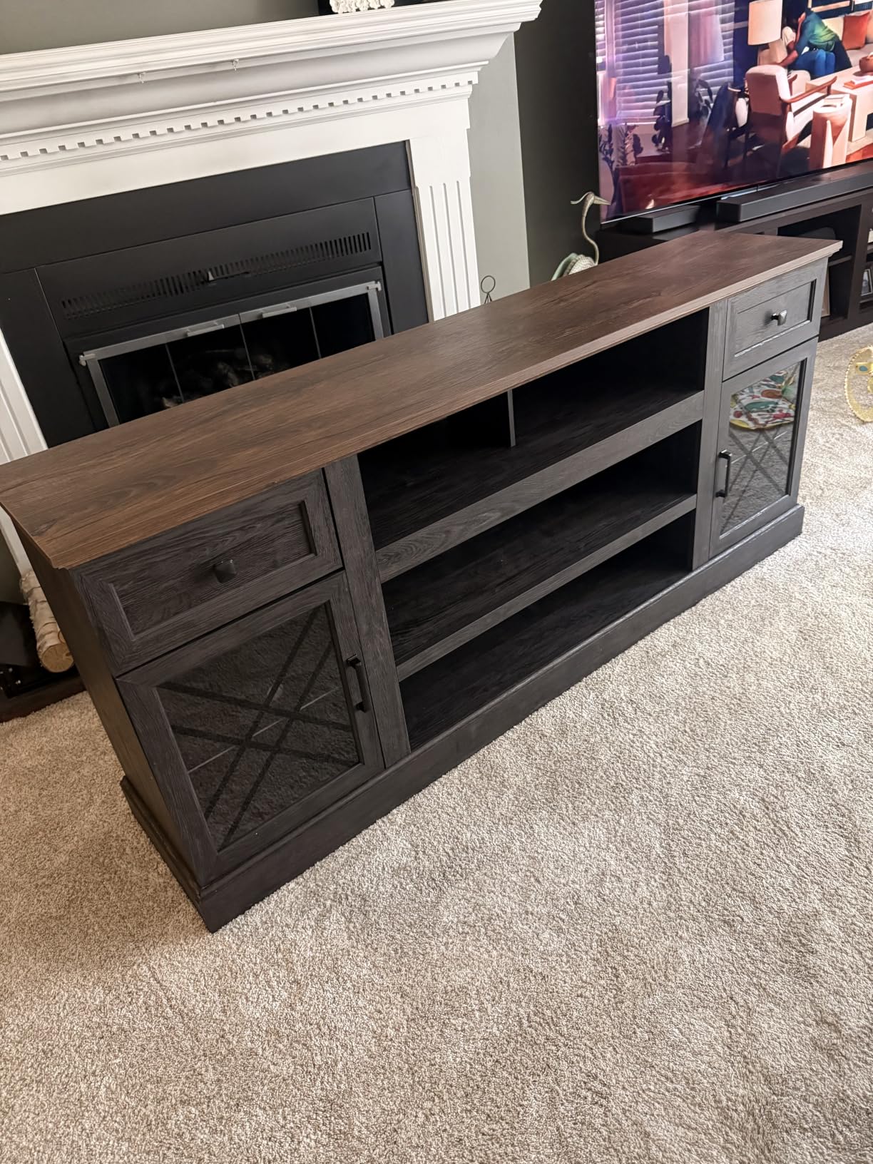 70 Inch TV Stands for Living Room Farmhouse Entertainment Center for Bedroom | Large TV Stand for 75