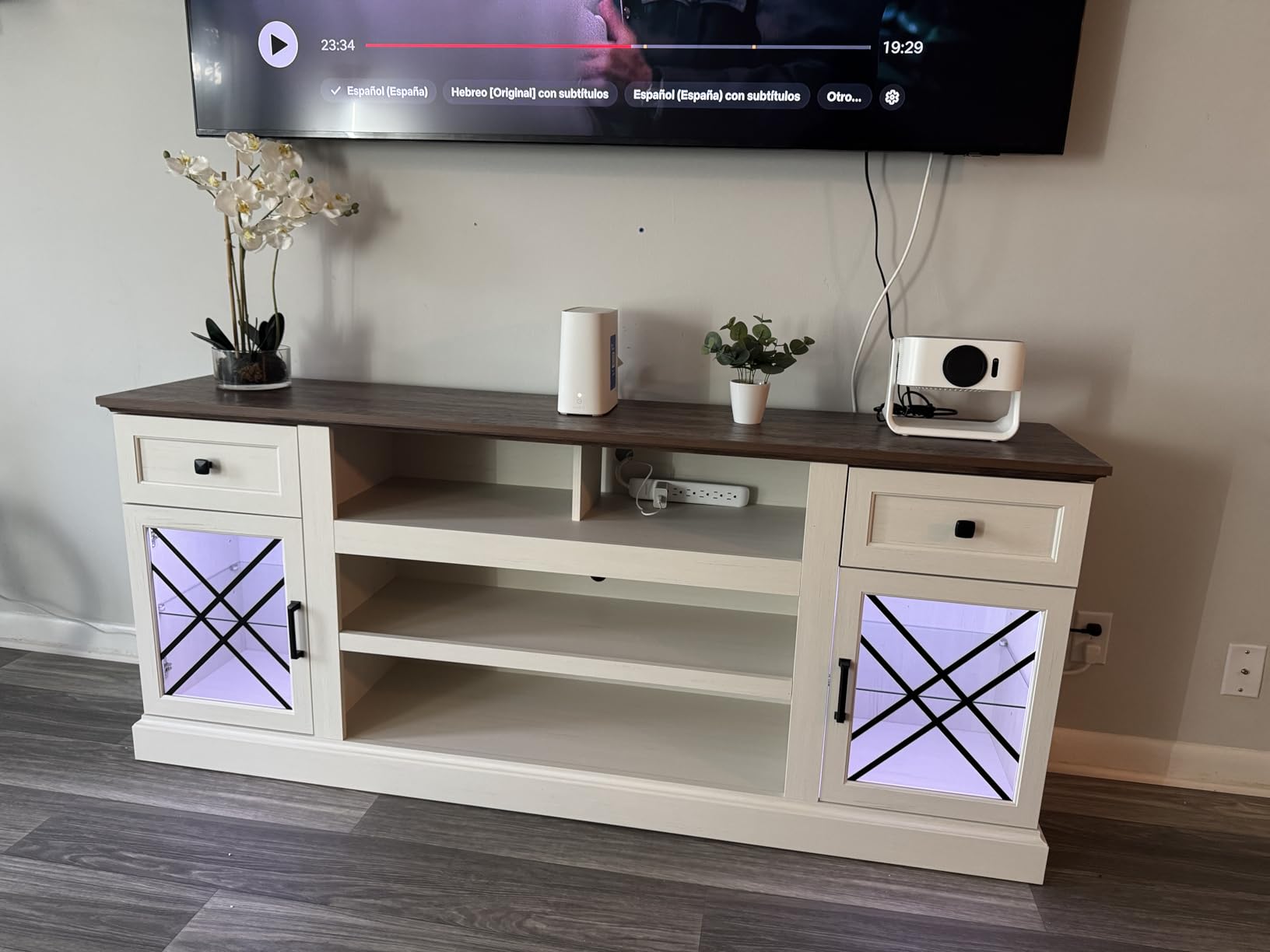70 Inch TV Stands for Living Room Farmhouse Entertainment Center for Bedroom | Large TV Stand for 75