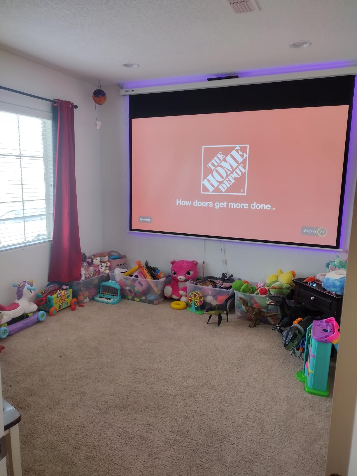WASJOYE Motorised Projector Screen 120