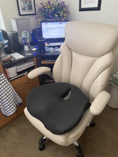 Seat Cushions for Office Chairs, Sciatica Pain Relief Cushion for Tailbone | Extra Large Office Chair Cushion for Healthy Sitting Posture, Sciatica Pain Relief Pillow With Extra Cover (Original Black) customer photo 1